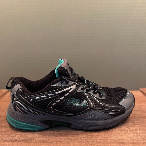 Fila Womens Black Teal Lace Up Sneakers Size 7.5 - Picture 1 of 8